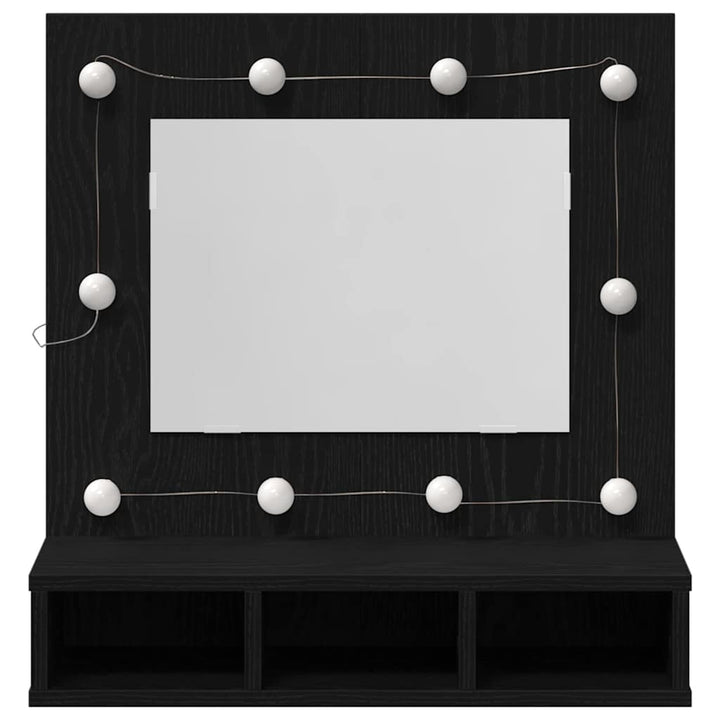 Spejlskab med hylde Sort eg 60 x 31,5 x 62 cm Konstrueret træ