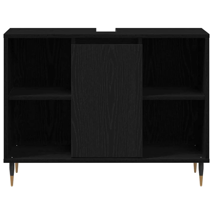 Badeværelsesskab med hylde Sort 80 x 33 x 60 cm Konstrueret træ