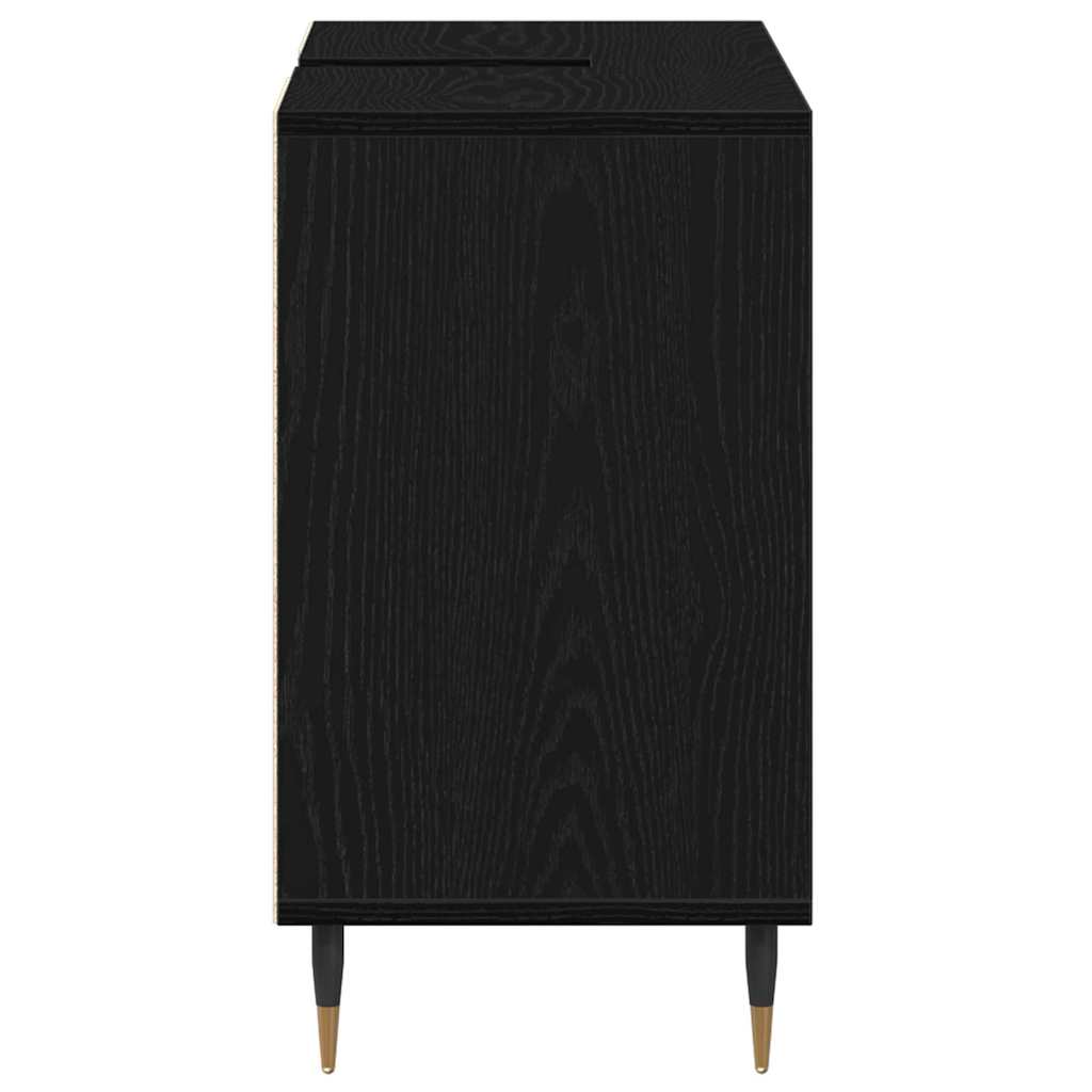 Badeværelsesskab med hylde Sort 80 x 33 x 60 cm Konstrueret træ