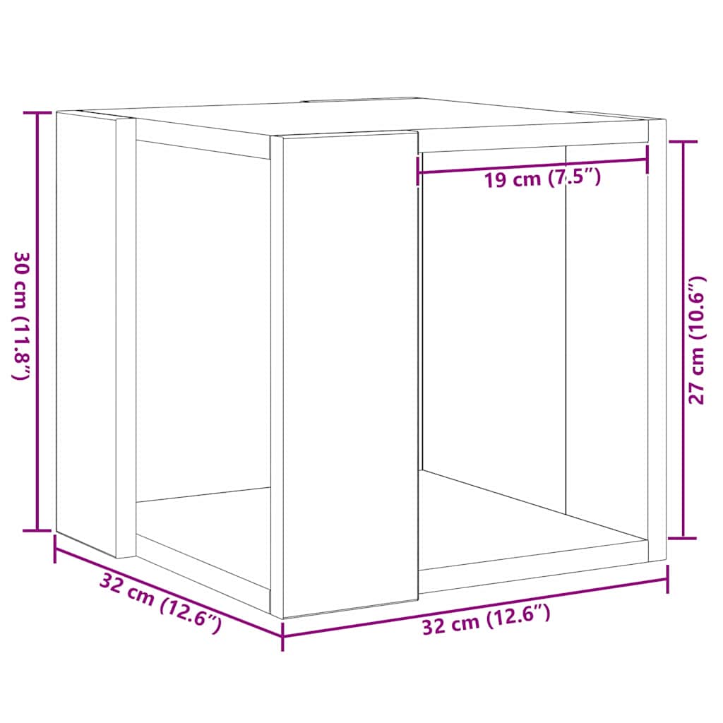 Sofabord Sort eg 32 x 32 x 30 cm Konstrueret træ