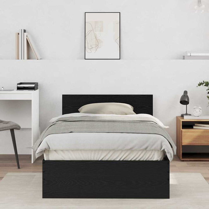 Sengestel Vægmonteret Sort eg 203 x 104 x 70 cm Konstrueret træ
