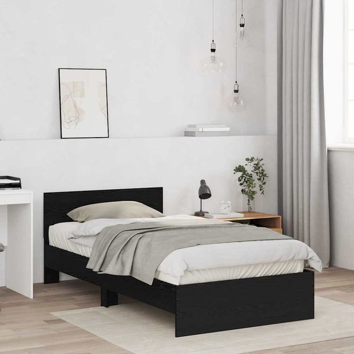 Sengestel Vægmonteret Sort eg 203 x 104 x 70 cm Konstrueret træ