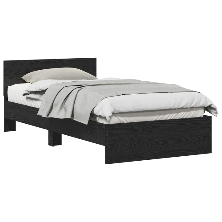 Sengestel Vægmonteret Sort eg 203 x 104 x 70 cm Konstrueret træ