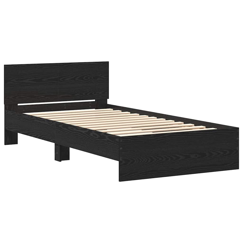 Sengestel Vægmonteret Sort eg 203 x 104 x 70 cm Konstrueret træ
