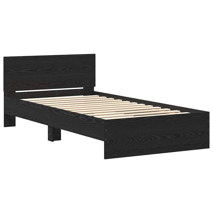 Sengestel Vægmonteret Sort eg 203 x 104 x 70 cm Konstrueret træ