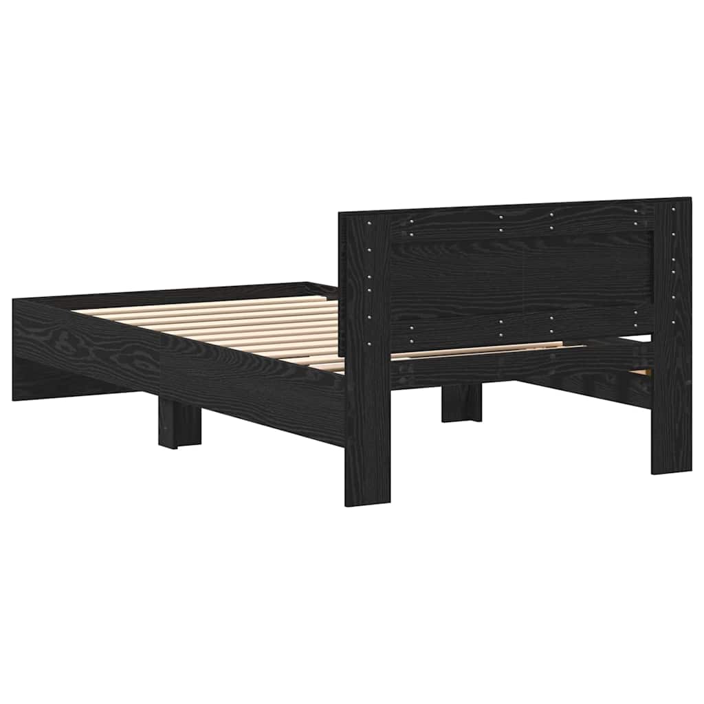 Sengestel Vægmonteret Sort eg 203 x 104 x 70 cm Konstrueret træ