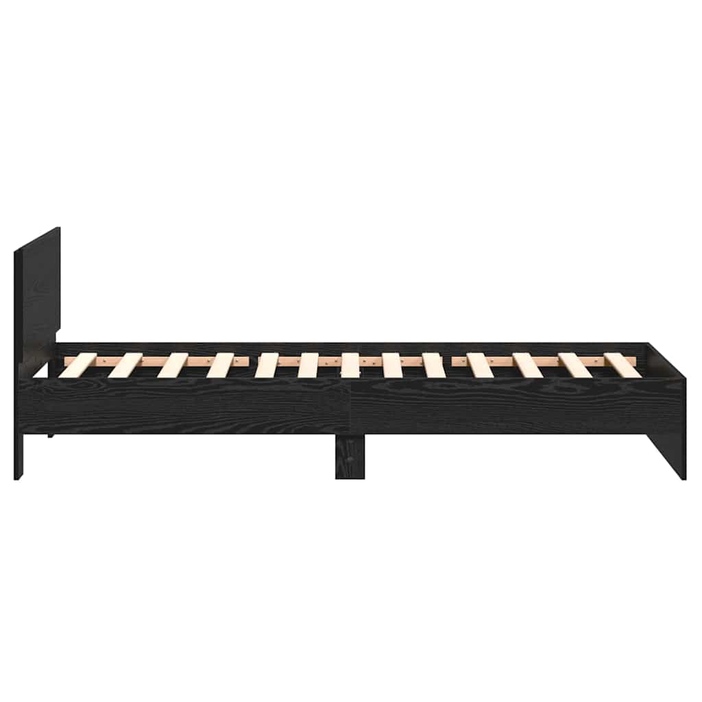 Sengestel Vægmonteret Sort eg 203 x 104 x 70 cm Konstrueret træ