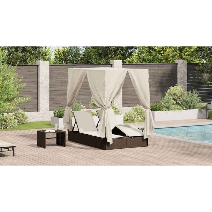 Dobbelt solstol Varm hvid 205 x 129 x 200 cm polyrattan