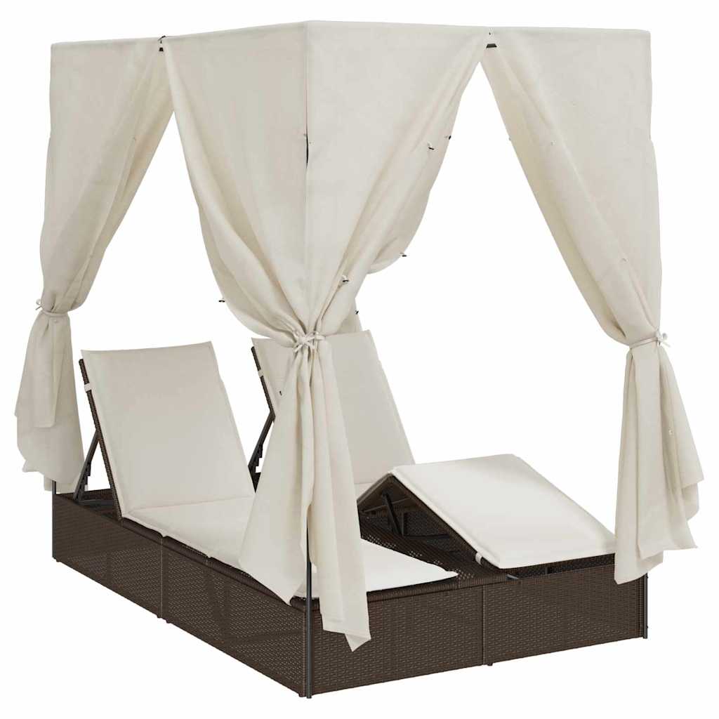 Dobbelt Solseng med Tag Brun 205 x 129 x 200 cm PE rattan