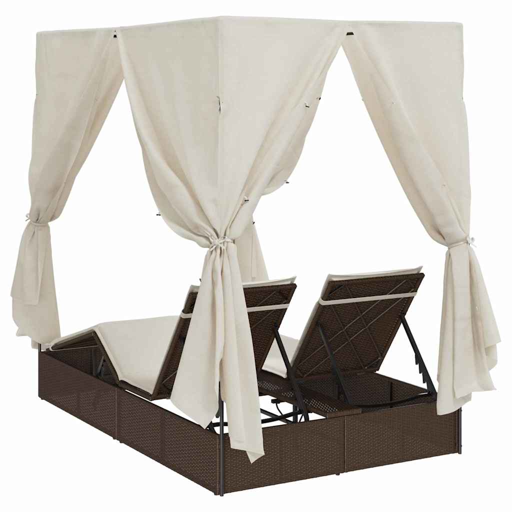 Dobbelt solstol Varm hvid 205 x 129 x 200 cm polyrattan