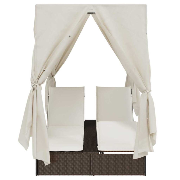 Dobbelt Solseng med Tag Brun 205 x 129 x 200 cm PE rattan