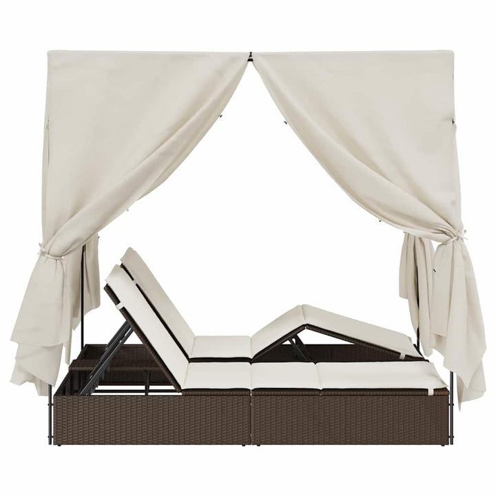 Dobbelt Solseng med Tag Brun 205 x 129 x 200 cm PE rattan