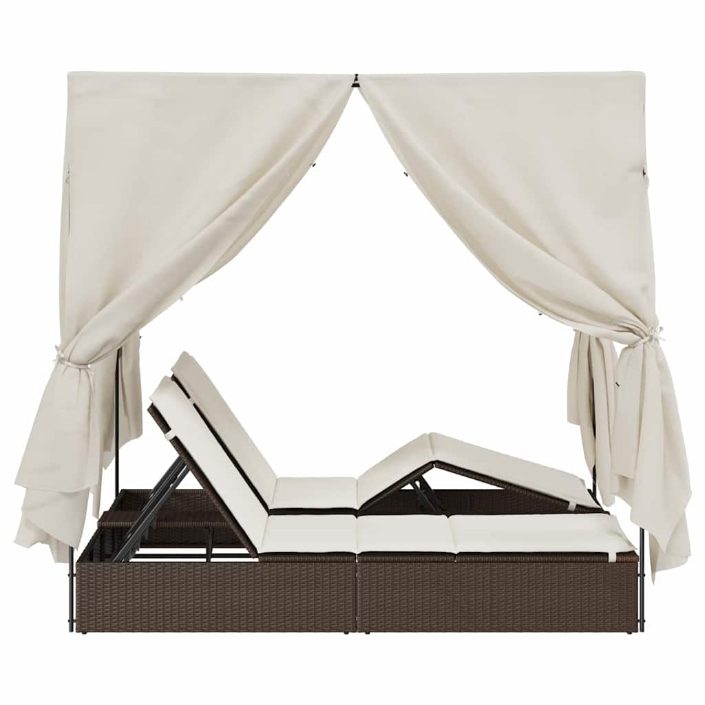 Dobbelt solstol Varm hvid 205 x 129 x 200 cm polyrattan
