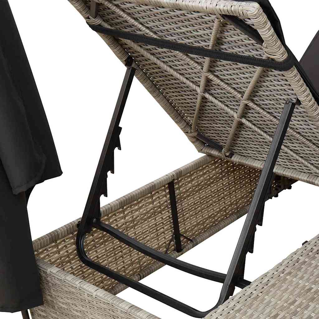 Dobbelt solstol Lysegrå 205 x 129 x 200 cm polyrattan