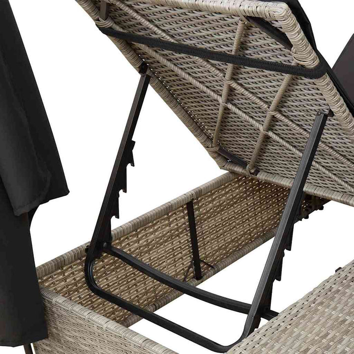 Dobbelt solstol Lysegrå 205 x 129 x 200 cm polyrattan