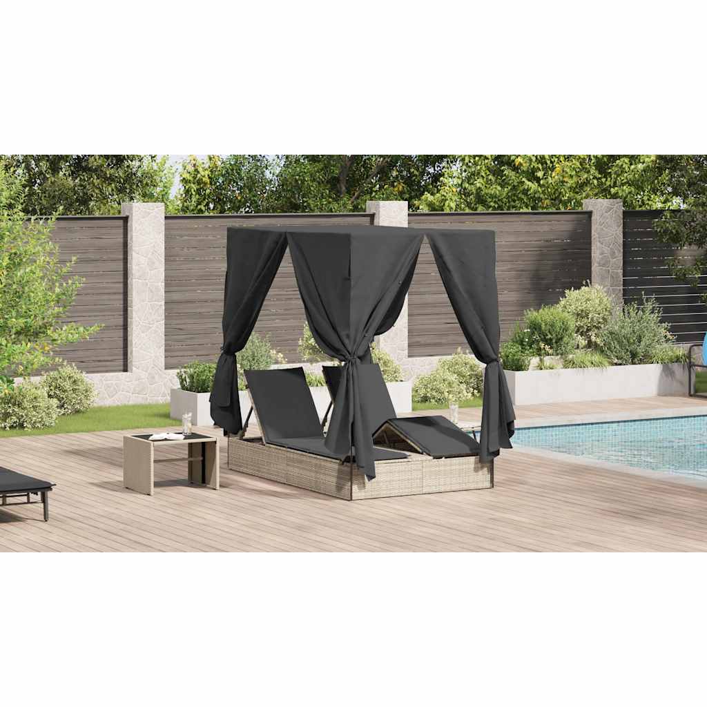Dobbelt solstol Lysegrå 205 x 129 x 200 cm polyrattan