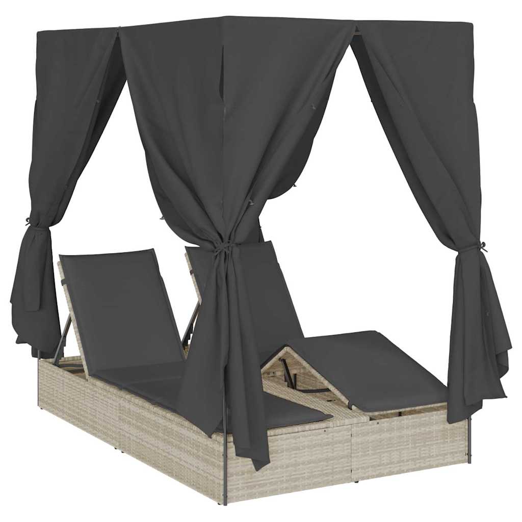 Dobbelt solstol Lysegrå 205 x 129 x 200 cm polyrattan