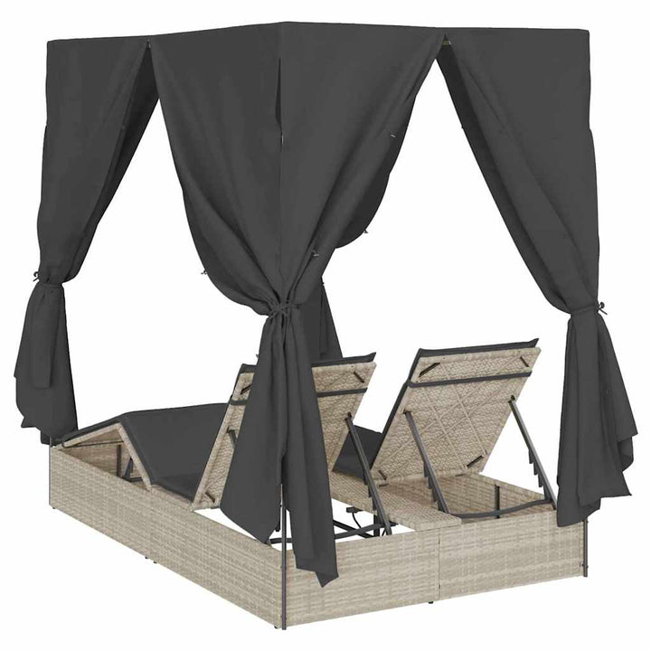 Dobbelt solstol Lysegrå 205 x 129 x 200 cm polyrattan