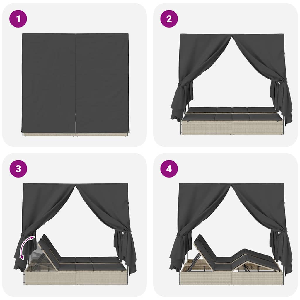 Dobbelt solstol Lysegrå 205 x 129 x 200 cm polyrattan