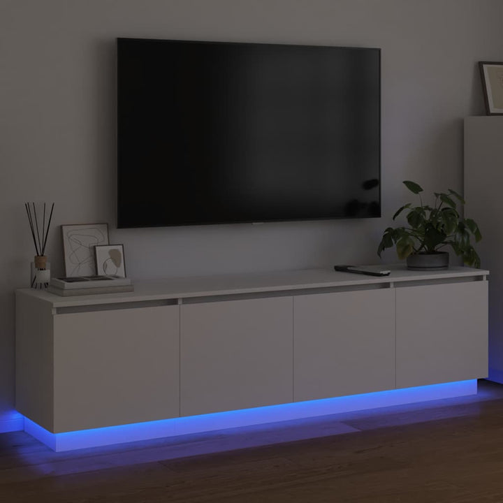 TV-skab med LED Hvid 180 x 38 x 49 cm Konstrueret træ