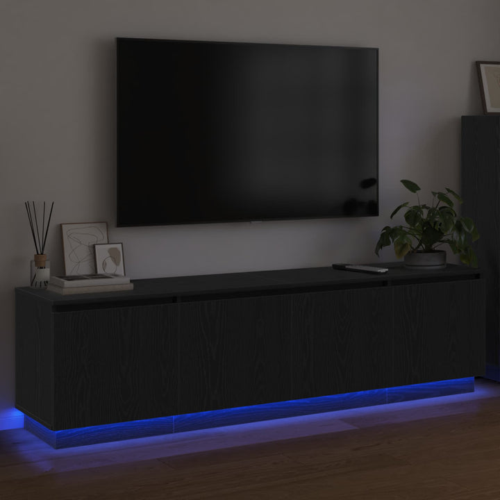 TV-skab med LED Sort eg 180 x 38 x 49 cm Konstrueret træ