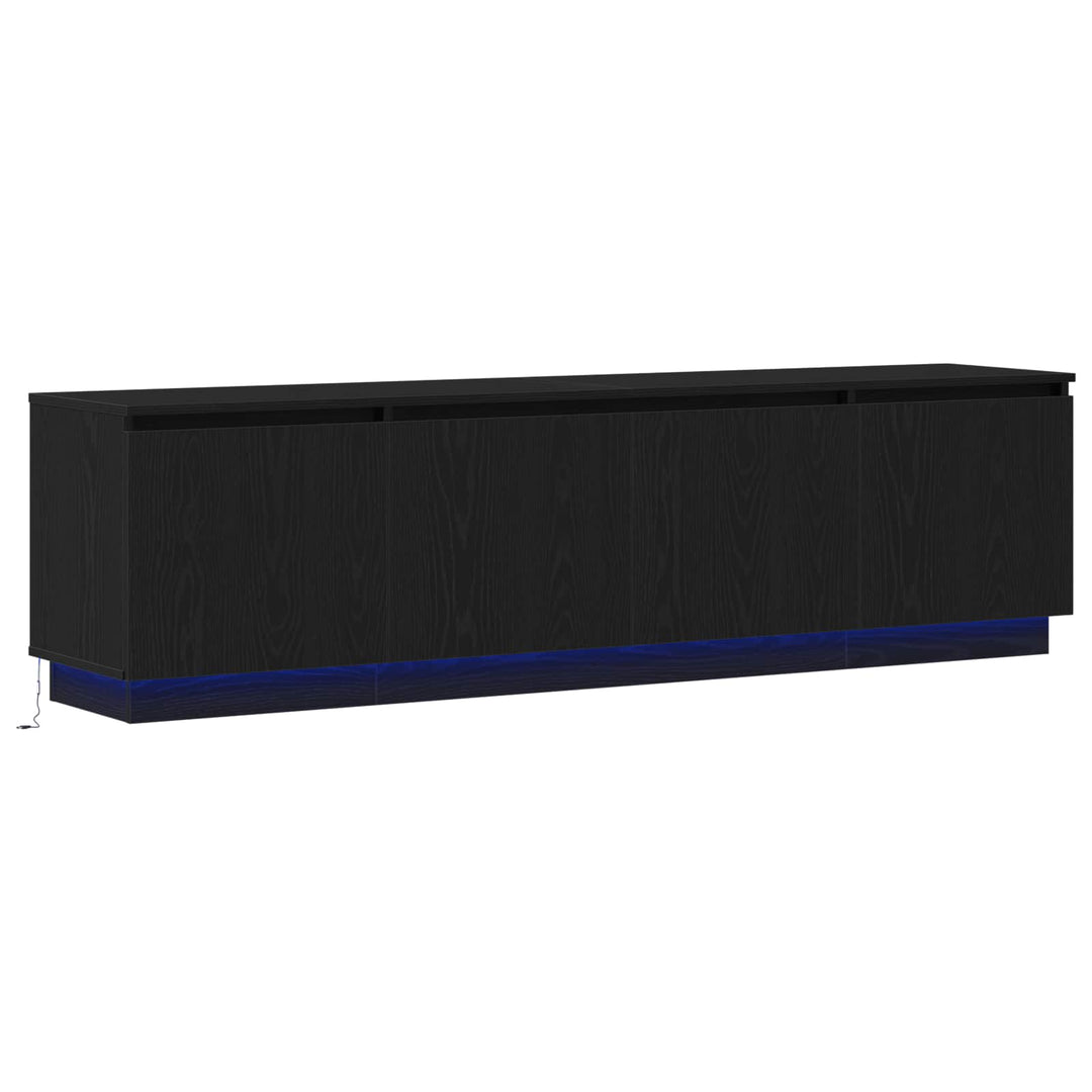 TV-skab med LED Sort eg 180 x 38 x 49 cm Konstrueret træ