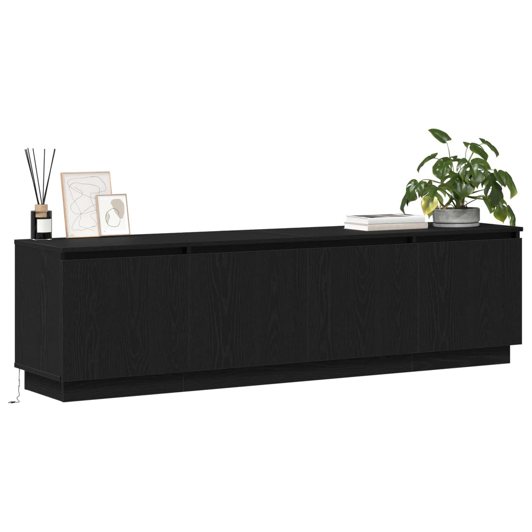 TV-skab med LED Sort eg 180 x 38 x 49 cm Konstrueret træ