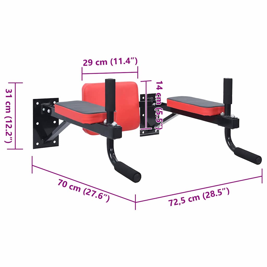 Dip Station Sort og rød 72,5 x 70 x 31 cm Pulverlakeret stål