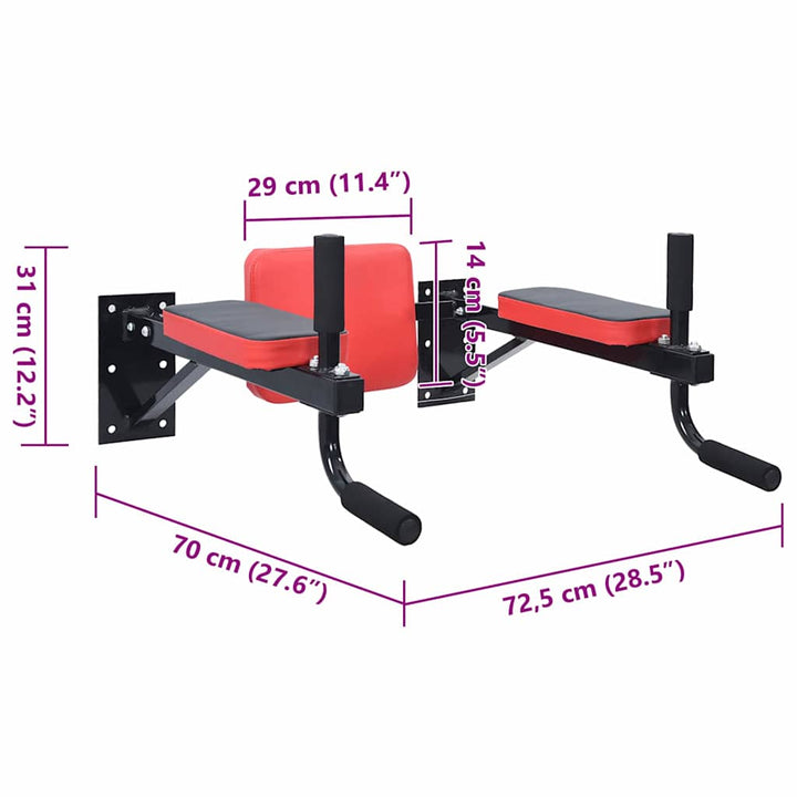 Dip Station Sort og rød 72,5 x 70 x 31 cm Pulverlakeret stål