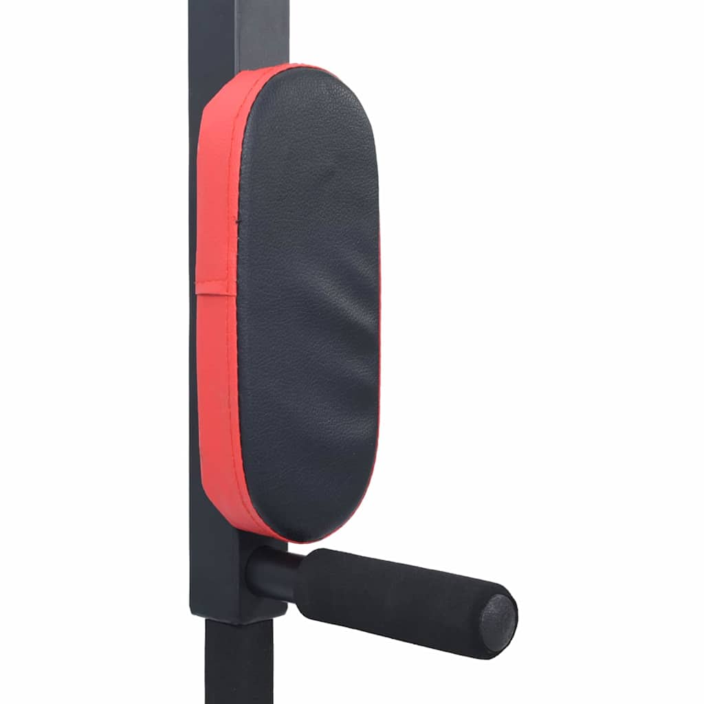 Pull Up Bar Dip Station Sort og rød 89 x 59 x 70 cm