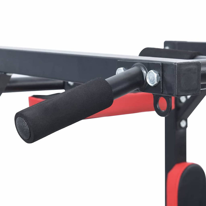 Pull Up Bar Dip Station Sort og rød 89 x 59 x 70 cm