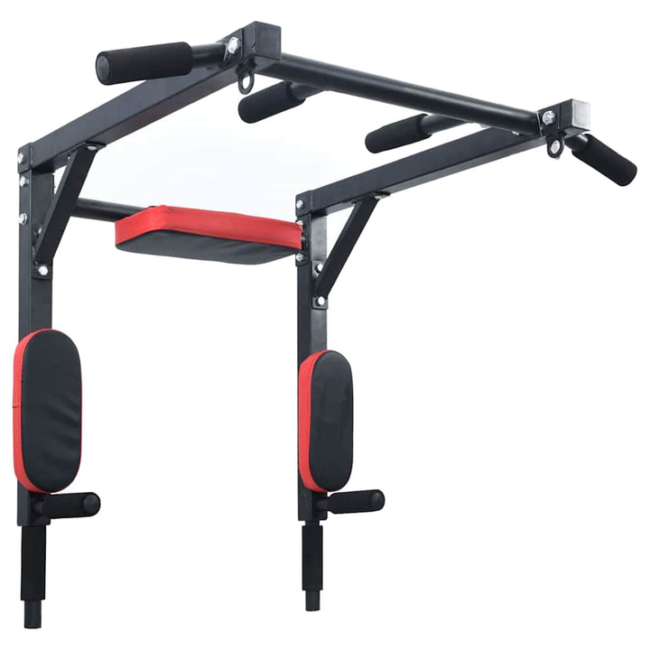 Pull Up Bar Dip Station Sort og rød 89 x 59 x 70 cm