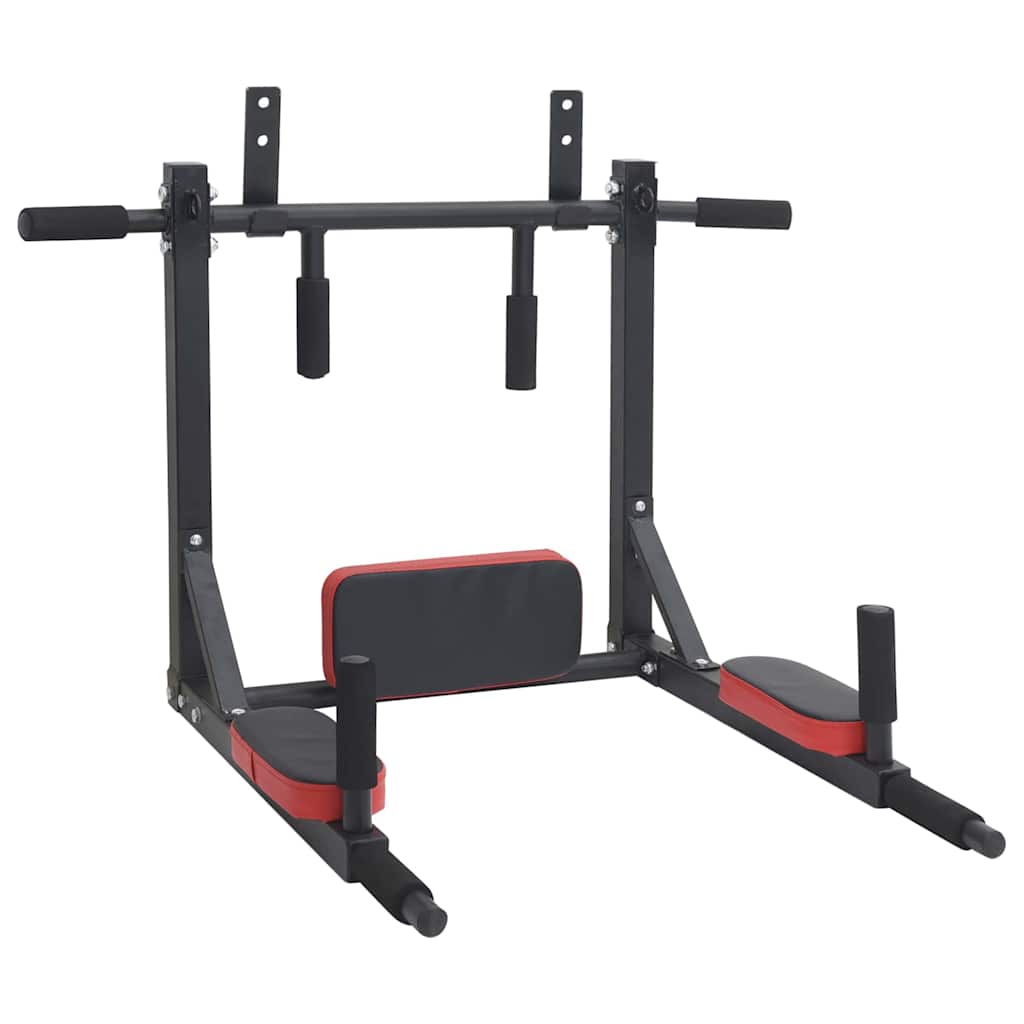 Pull Up Bar Dip Station Sort og rød 89 x 59 x 70 cm