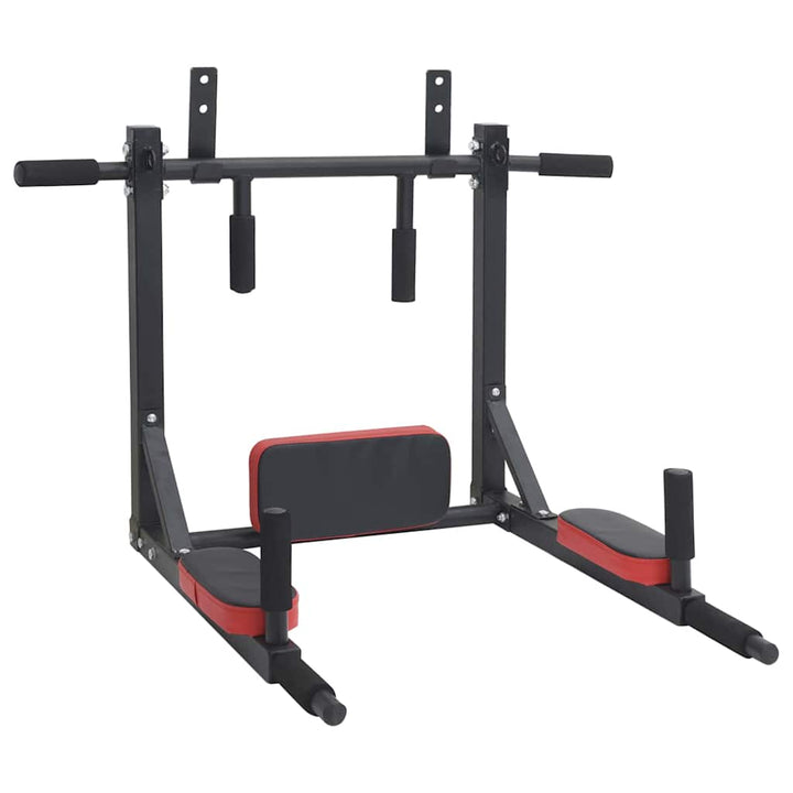 Pull Up Bar Dip Station Sort og rød 89 x 59 x 70 cm