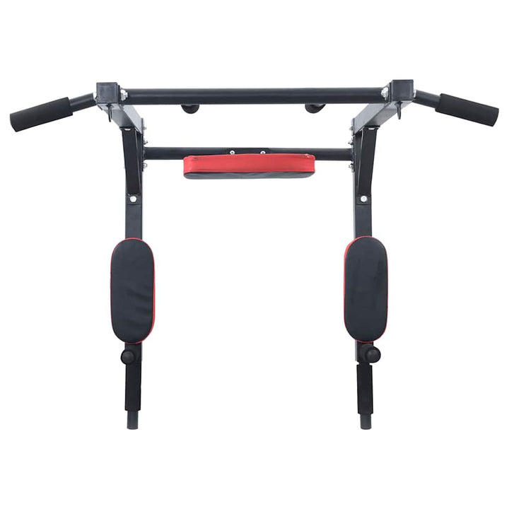 Pull Up Bar Dip Station Sort og rød 89 x 59 x 70 cm