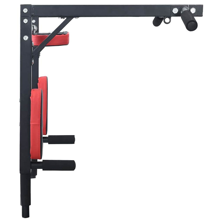 Pull Up Bar Dip Station Sort og rød 89 x 59 x 70 cm