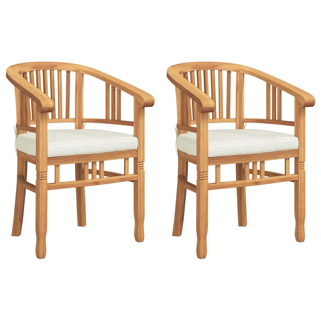 Stol med pude 2 pcs Brun 63 x 58 x 89 cm Massiv Teaktræ