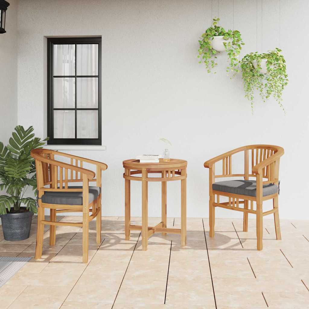 Stol med pude 2 pcs Brun 63 x 58 x 89 cm Massiv Teaktræ