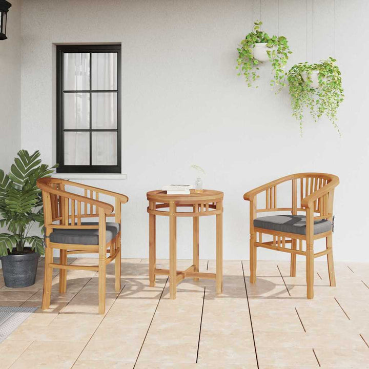 Stol med pude 2 pcs Brun 63 x 58 x 89 cm Massiv Teaktræ
