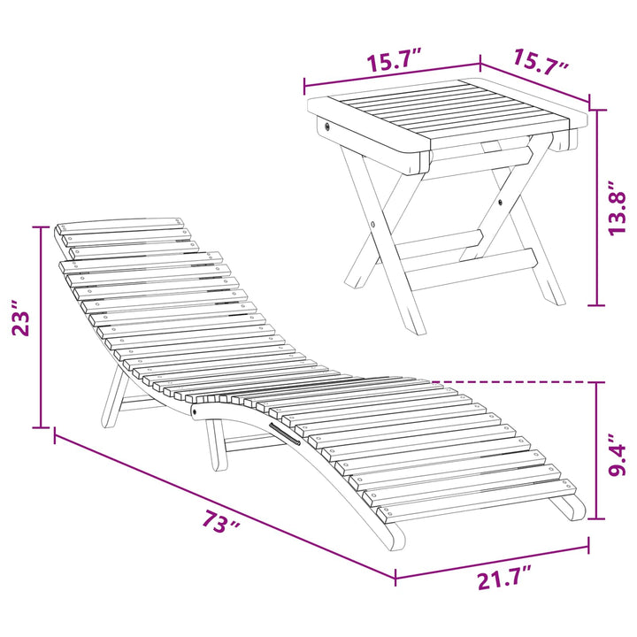 Solstol 2 pcs Brun 198 x 55 x 58,5 cm Massiv Teaktræ