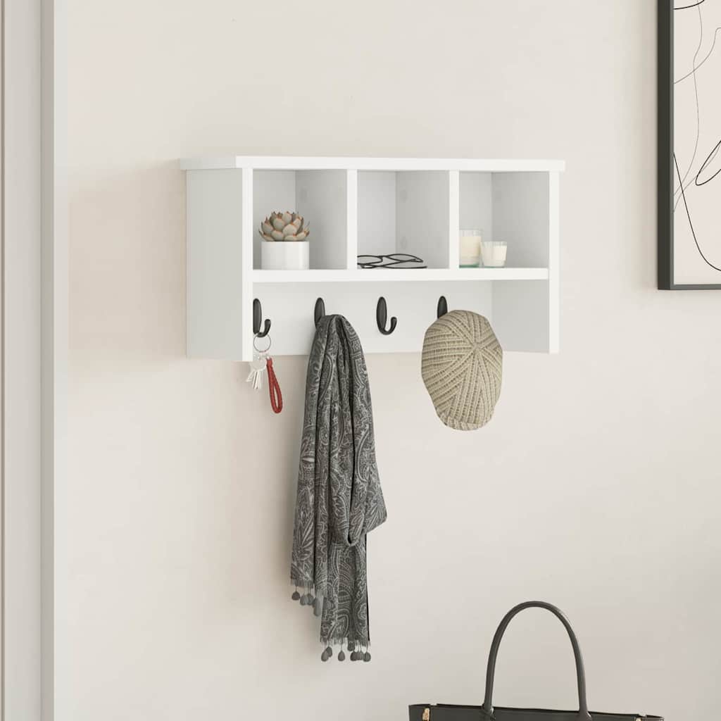 Vægmonteret Jakkeholder Hvid 50 x 16 x 26 cm Konstrueret træ