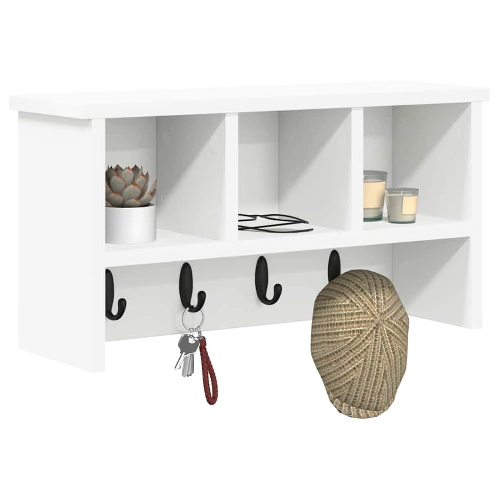 Vægmonteret Jakkeholder Hvid 50 x 16 x 26 cm Konstrueret træ