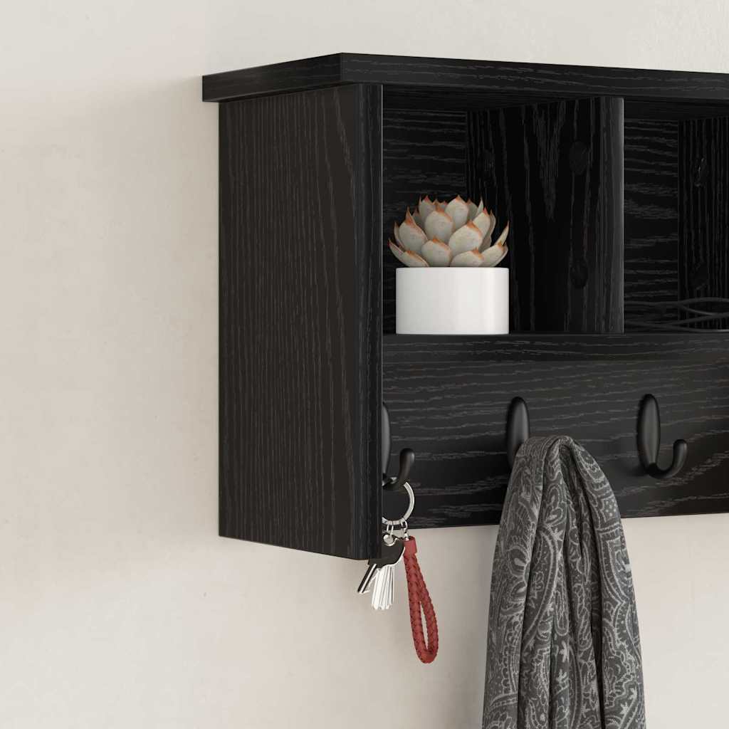 Vægmonteret Jakkeholder Sort eg 50 x 16 x 26 cm Konstrueret træ