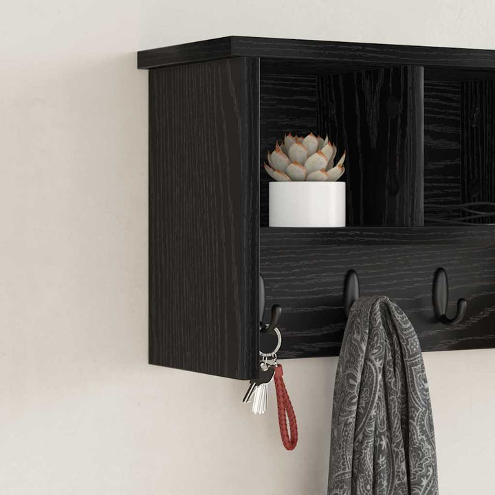 Vægmonteret Jakkeholder Vægmonteret Sort eg 50 x 16 x 26 cm