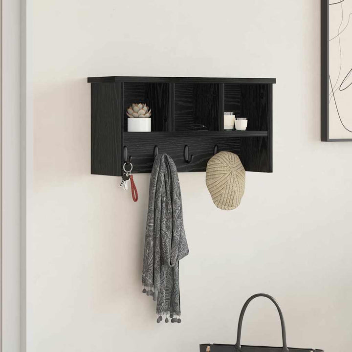 Vægmonteret Jakkeholder Vægmonteret Sort eg 50 x 16 x 26 cm