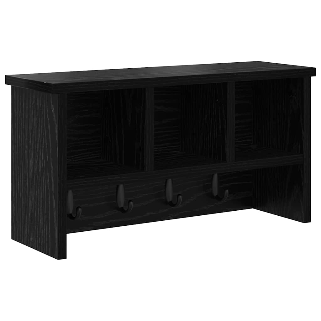 Vægmonteret Jakkeholder Sort eg 50 x 16 x 26 cm Konstrueret træ