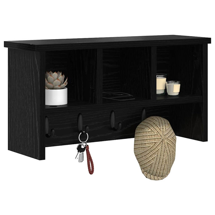 Vægmonteret Jakkeholder Vægmonteret Sort eg 50 x 16 x 26 cm
