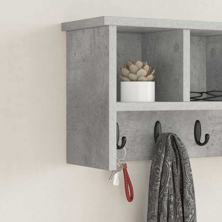 Vægmonteret Jakkeholder med hylde Beton Grå 50 x 16 x 26 cm