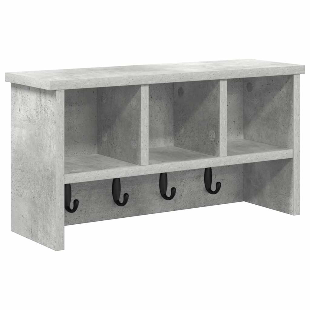 Vægmonteret Jakkeholder med hylde Beton Grå 50 x 16 x 26 cm