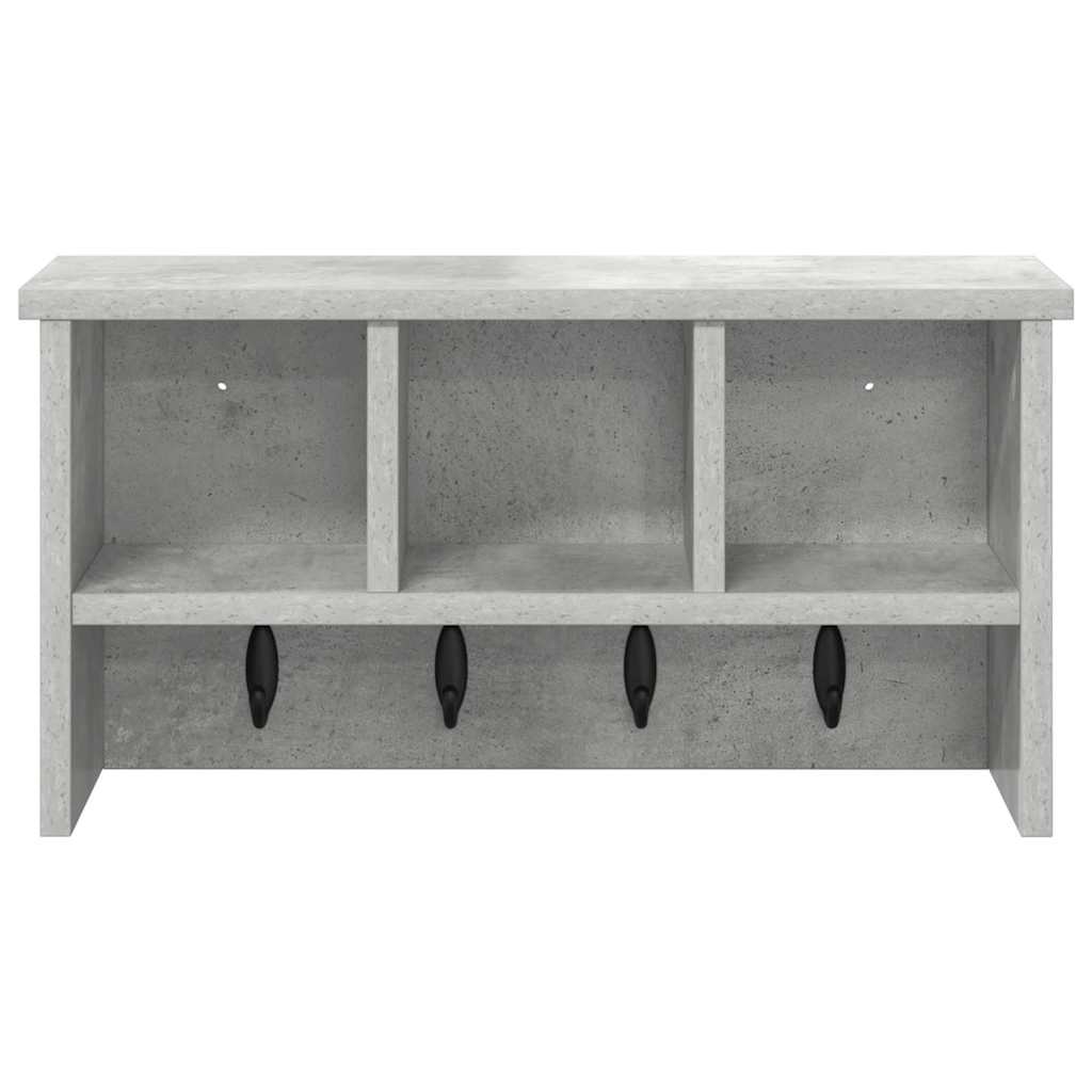 Vægmonteret Jakkeholder med hylde Beton Grå 50 x 16 x 26 cm